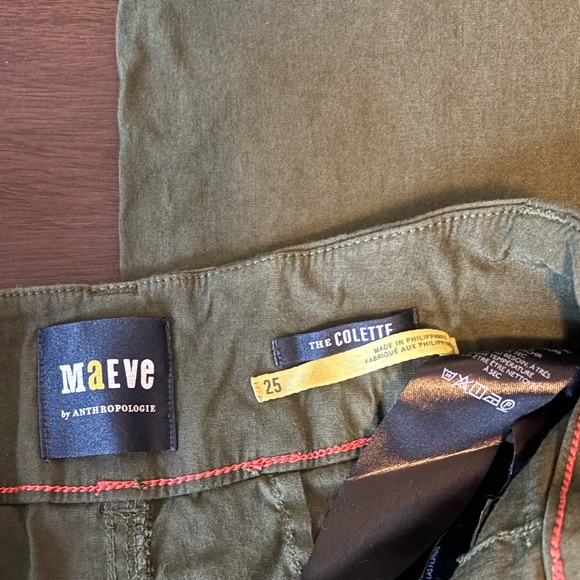 Maeve by Anthropologie “The Collette” Olive Green Pants in size 25. - Picture 2 of 5